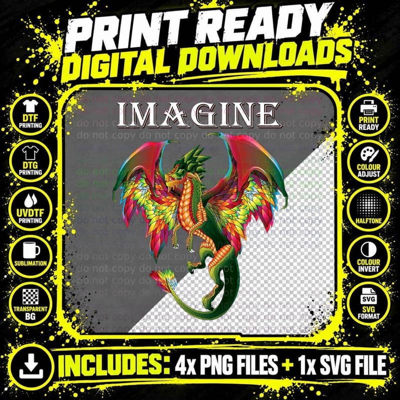 Imagine Being a Dragon Breathing Fire Magical Wings Boys Png SVG Digital Bundle