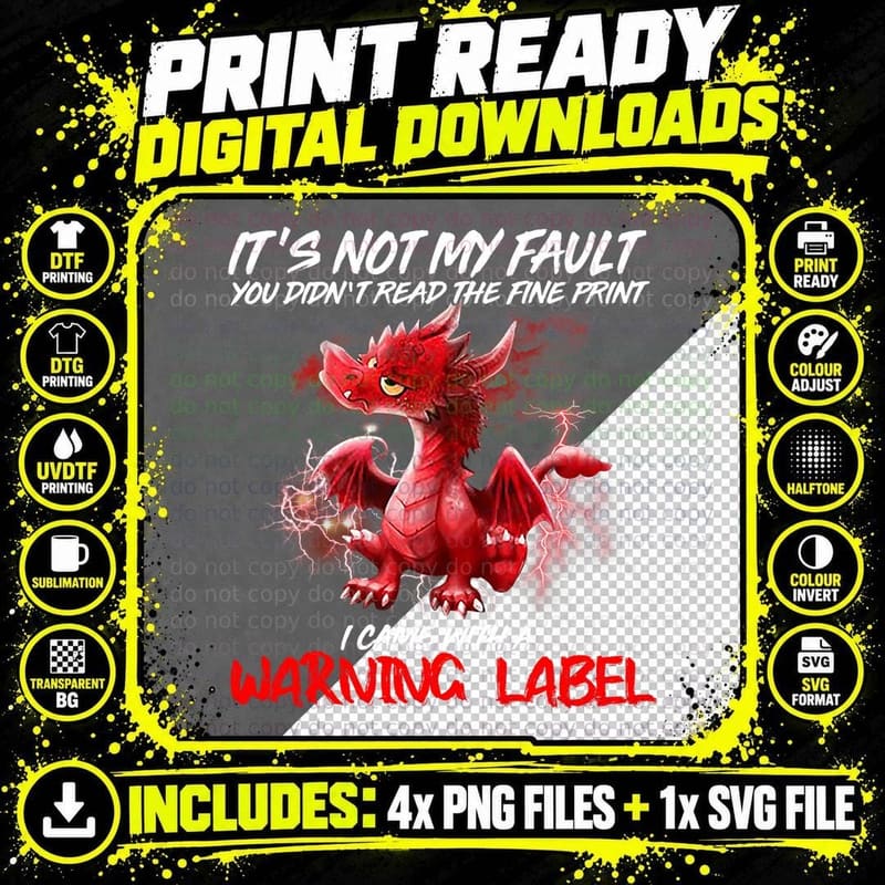 It's Not My Fault You Didn't Read the Fine Print Cute Png SVG Digital Bundle