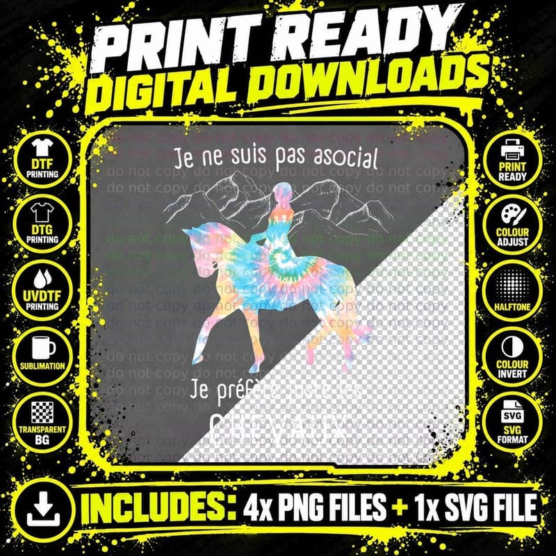 Je Prefère Les Horses Gift Horse Riding for Girls T-Shirt Png SVG Digital Bundle