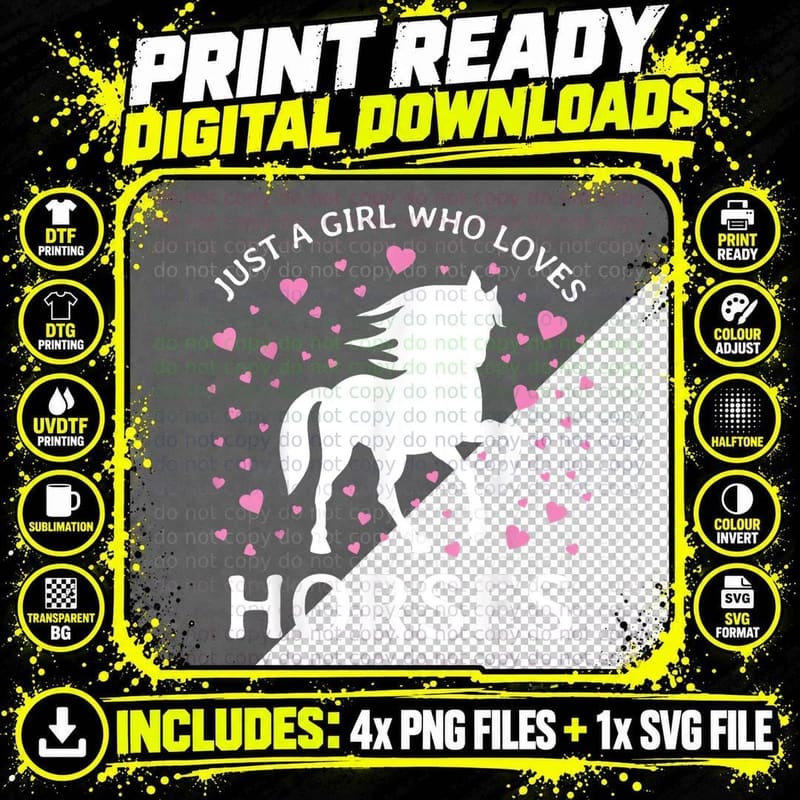 Just a Girl Who Loves Horses Cowgirl Horse Girl Riding Png SVG Digital Bundle
