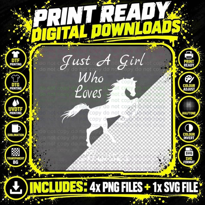 Just a Girl Who Loves Horses Funny Horse Lovers T-Shirt Png SVG Digital Bundle