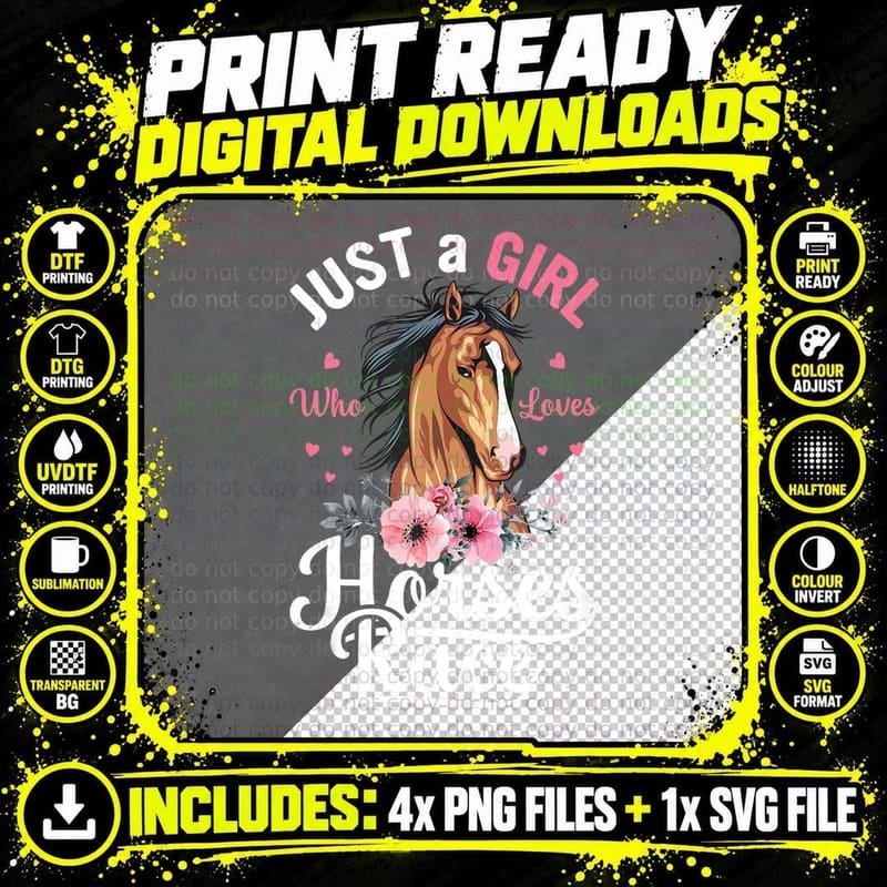 Just a Girl Who Loves Horses Race Horse Race Lovers Meme Png SVG Digital Bundle