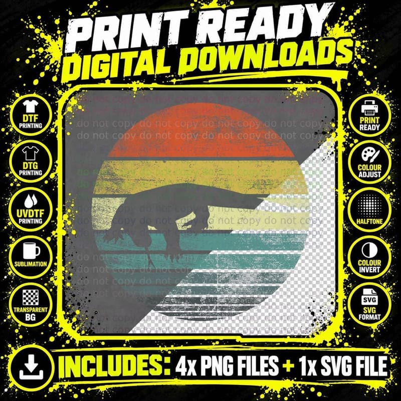 Komodo Dragon Lover Gift Retro Vintage Zoo Animal Png SVG Digital Bundle
