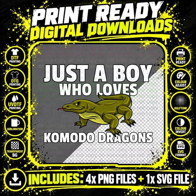 Komodo Dragon for Komodo Dragon Kids T-Shirt Png SVG Digital Bundle