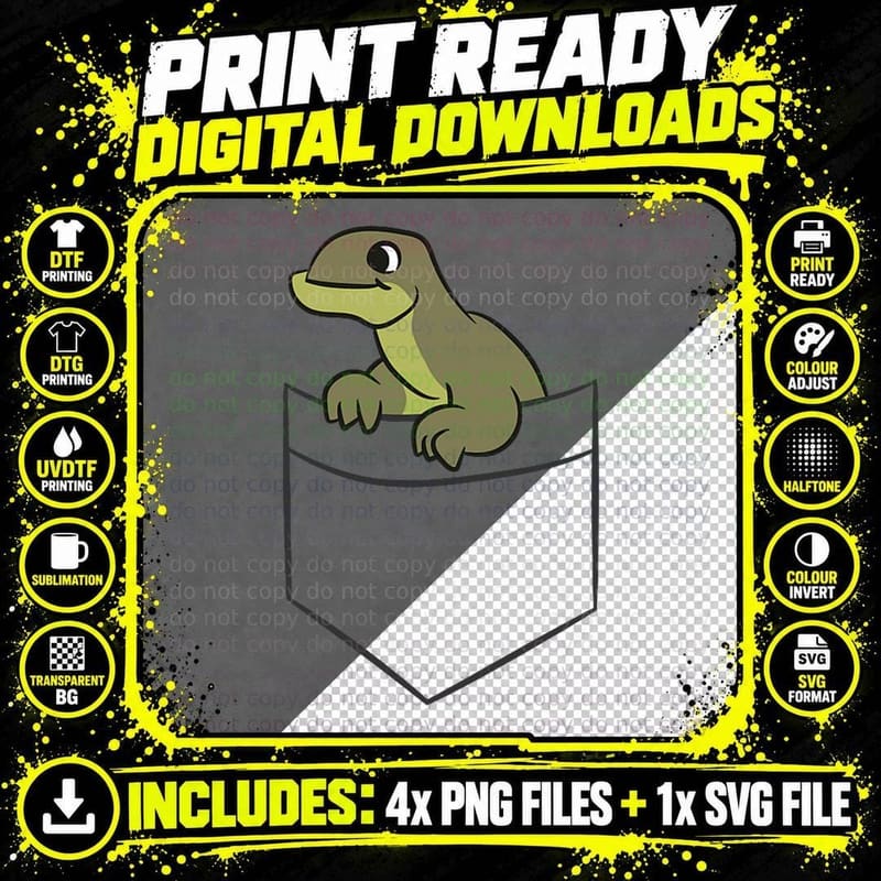 Komodo Dragon in the Pocket Indonesian Komodo Dragon Png SVG Digital Bundle