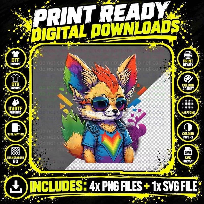 Lesbian LGBT Gay Pride Fennec Fox T-Shirt Png SVG Digital Bundle