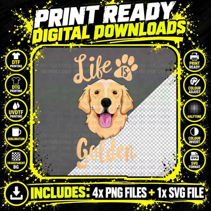 Life Is Golden Retriever SHIRT Women Kids Dog Owner Gift Png SVG Digital Bundle