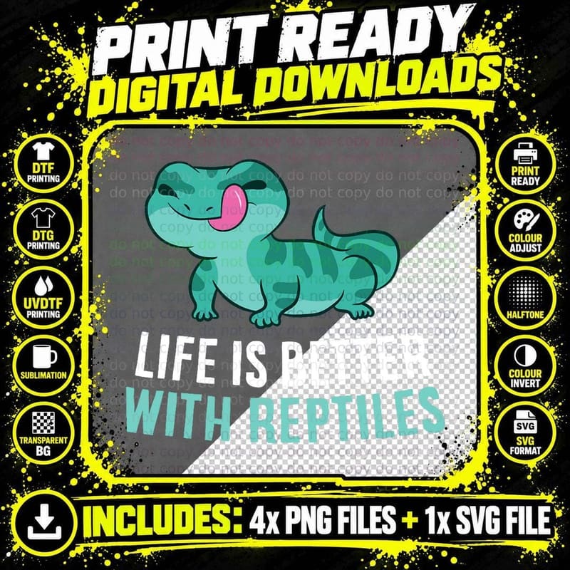Life Is So Much Better With Reptiles Bearded Dragon Png SVG Digital Bundle