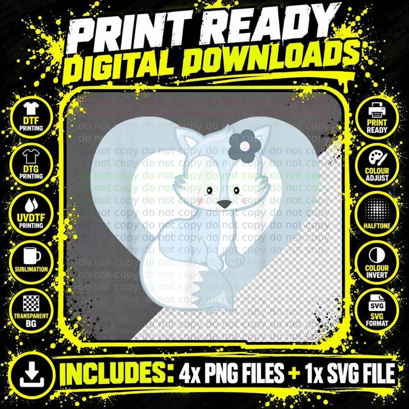 Love Arctic Foxes - Cute Arctic Fox Heart T-Shirt Png SVG Digital Bundle