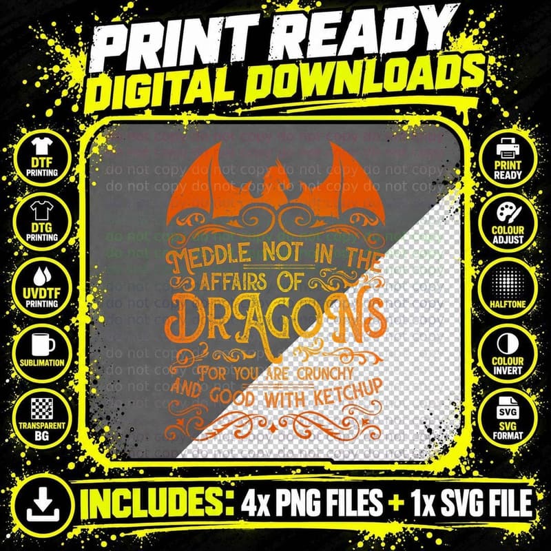 Meddle in Affairs of Dragons Dragon Lovers S T-Shirt Png SVG Digital Bundle