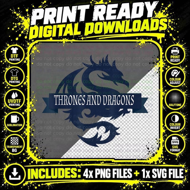 Medieval Throne Novelty Flying Dragon Men Women T-Shirt Png SVG Digital Bundle