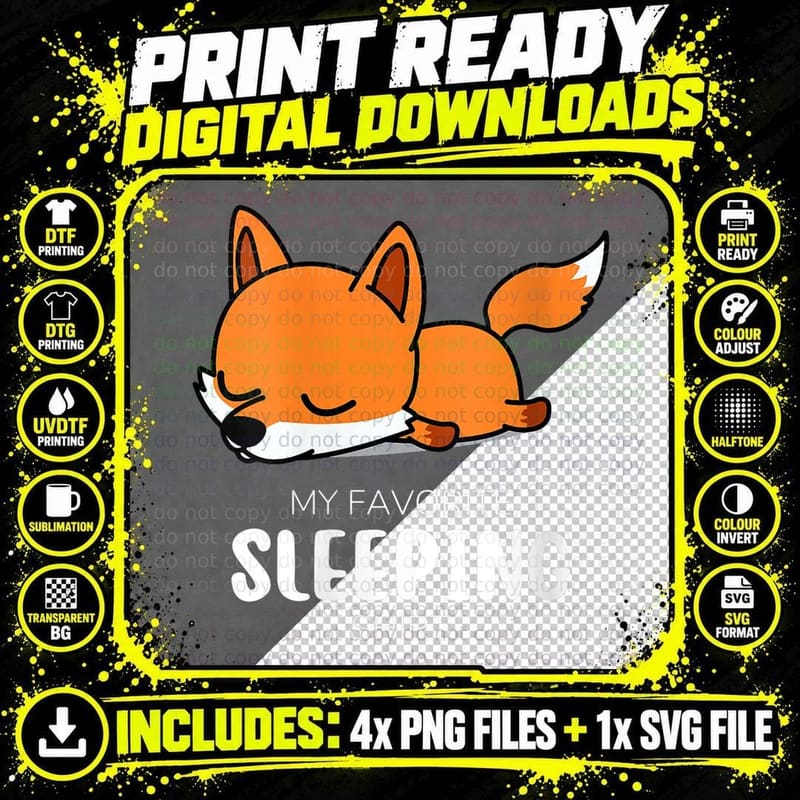 My Favorite Sleeping Animal Fox T-Shirt, Favorite Nap Tee Png SVG Digital Bundle