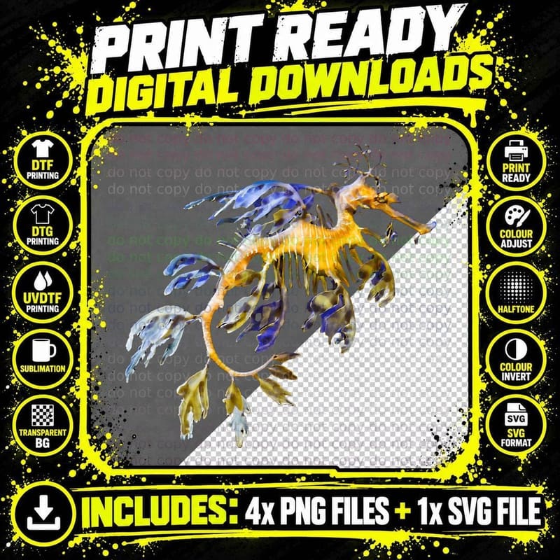 Ocean Lovers Leafy Sea Dragon Seahorse Marine Life Png SVG Digital Bundle