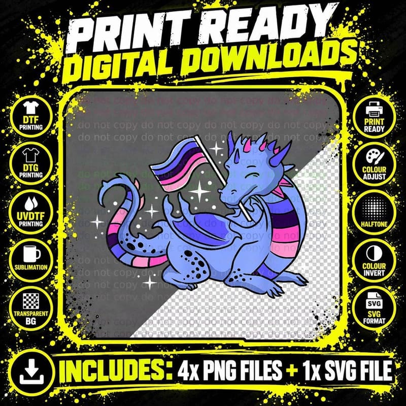 Omnisexual Dragon Omnisexual Pride T-Shirt Png SVG Digital Bundle