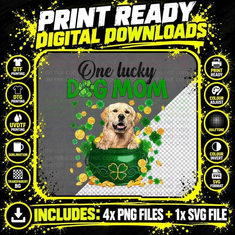 One Lucky Dog Mama Retriever T-Shirt, Patrick Day Tee Png SVG Digital Bundle