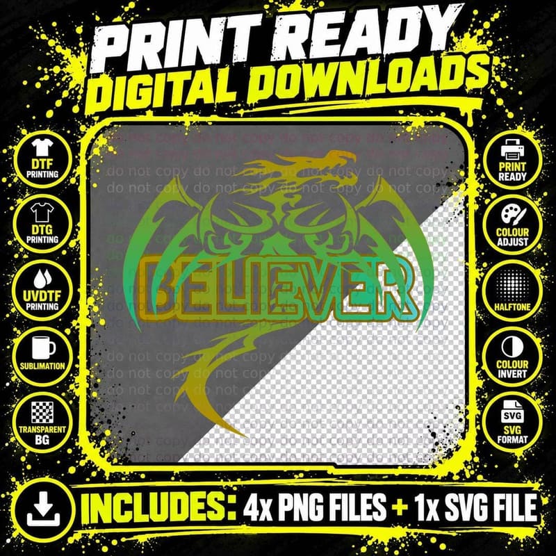 Original Dragon Believer - Gift Fun T-Shirt Png SVG Digital Bundle