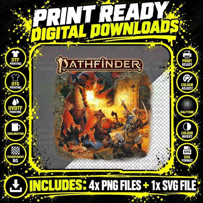 Pathfinder Second Edition Red Dragon T-Shirt Png SVG Digital Bundle