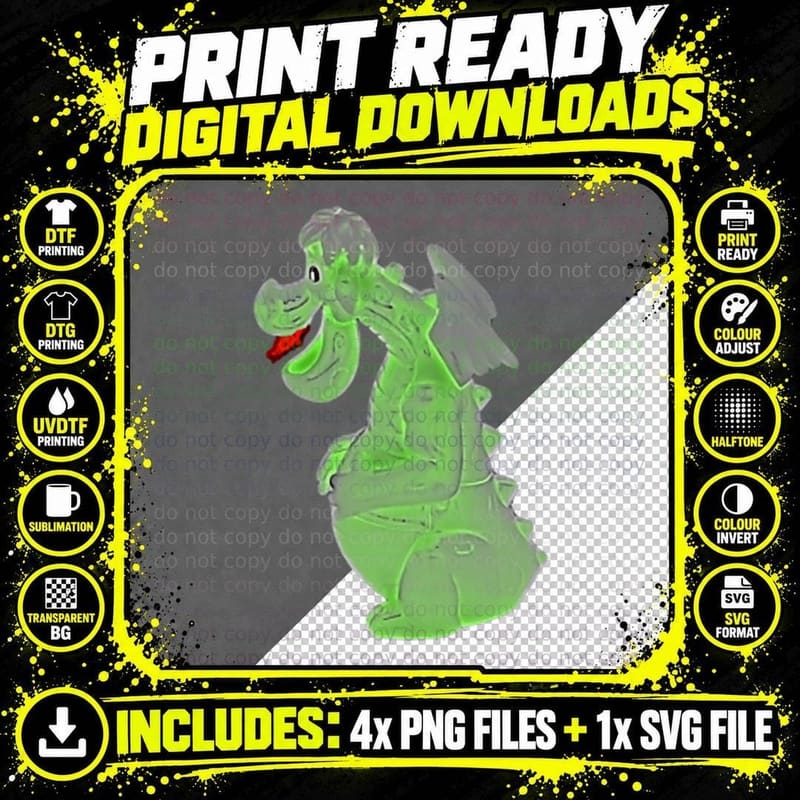 Puffy Magic Dragon T-Shirt, Mythical Mystical Creature Png SVG Digital Bundle