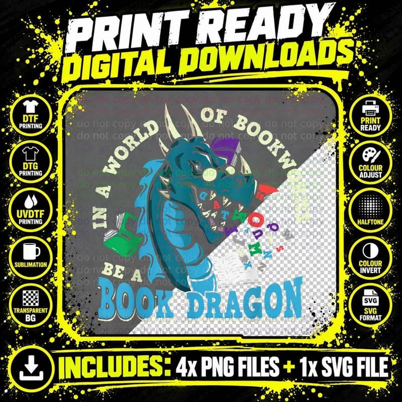Reading Design in a World Full of Bookworms Be a Book Png SVG Digital Bundle