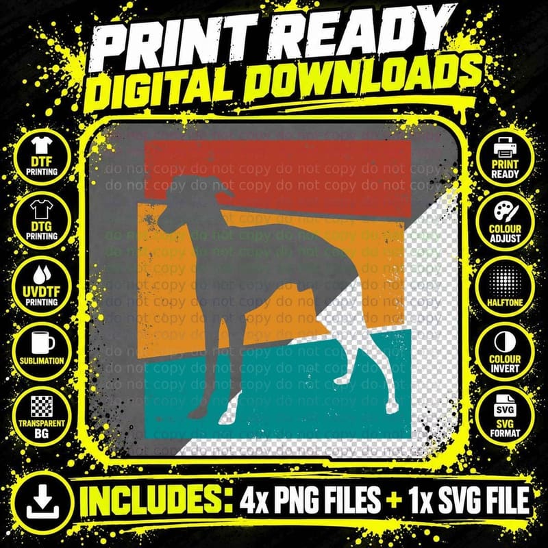 Retro Greyhound I Dog I Greyhound Art I Dog Greyhound Png SVG Digital Bundle