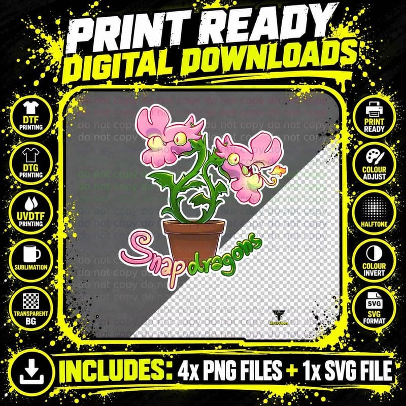 Snapdragons - Dragon Flowers T-Shirt Png SVG Digital Bundle