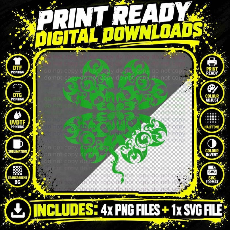 St Patricks Day Dragon Shamrock Clover Irish T-Shirt Png SVG Digital Bundle