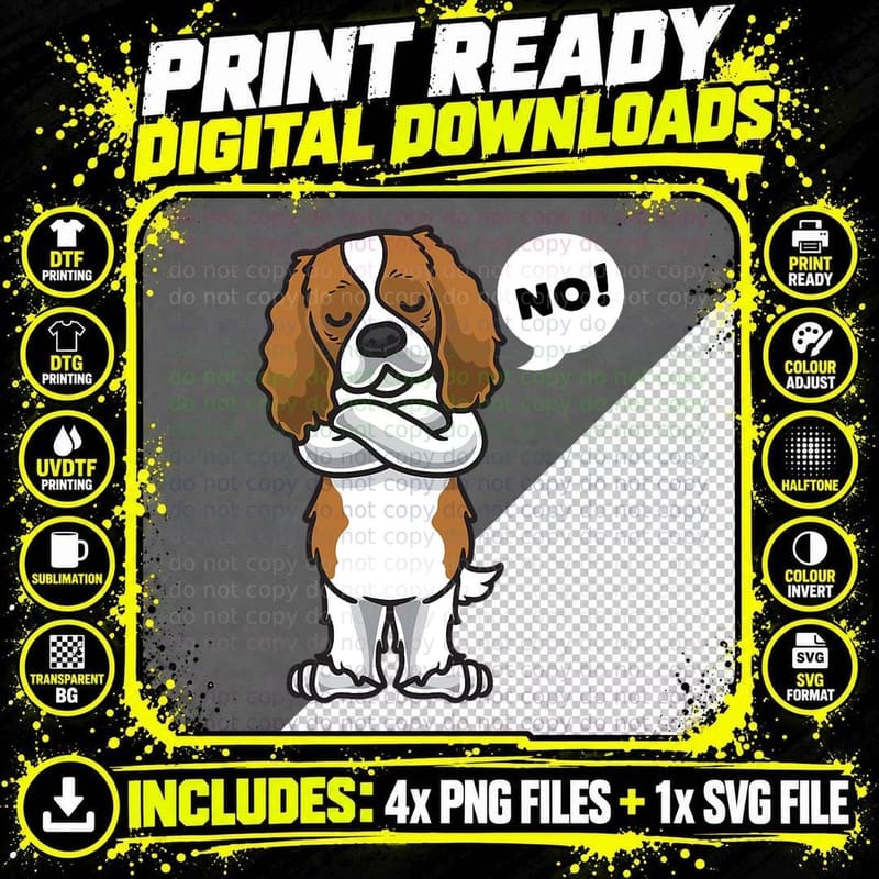 Stubborn Cavalier King Charles Spaniel Dog T-Shirt Png SVG Digital Bundle