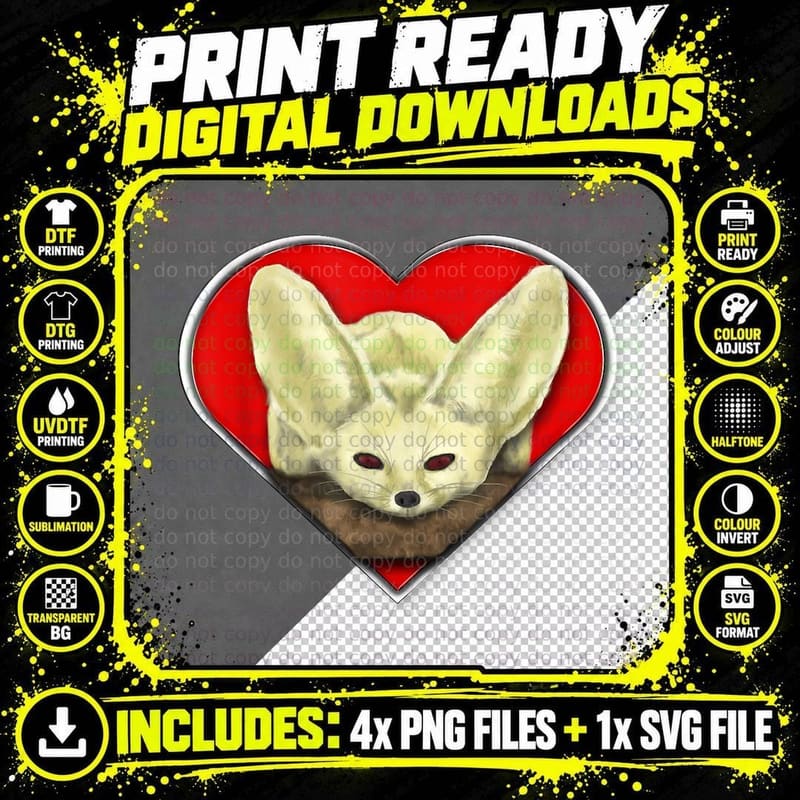 Tiny Fennec Fox T-Shirt Png SVG Digital Bundle