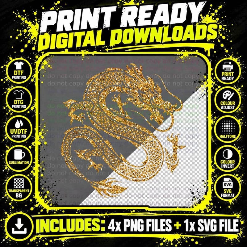 Traditional Chinese Dragon Symbol of Power and Strength Png SVG Digital Bundle