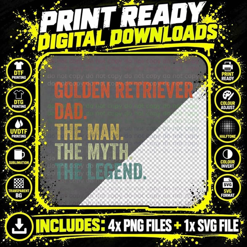 Vintage Dog Dad Man Myth Legend Shirts Png SVG Digital Bundle