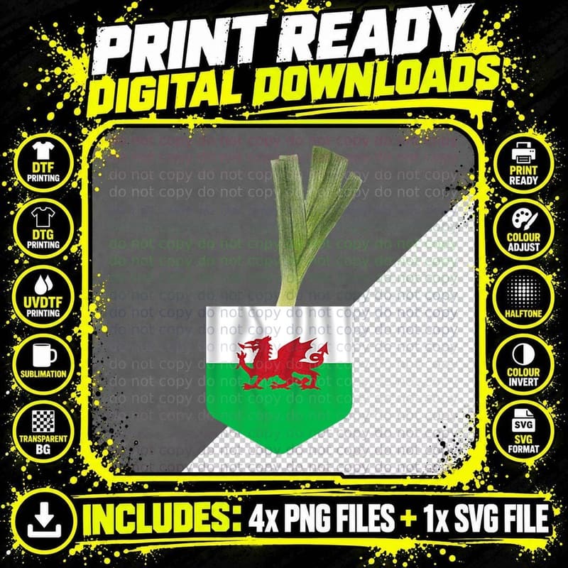 Welsh Flag Dragon St David's Day Wales T-Shirt Png SVG Digital Bundle