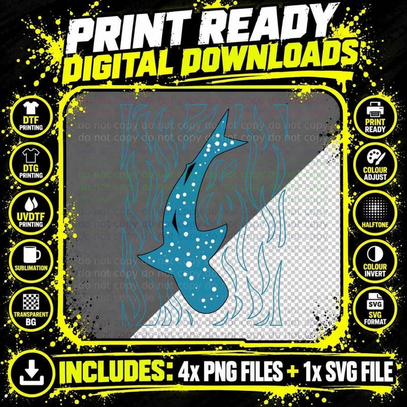 Whale Shark Lover Filter Feeder Fish Colossal Sea Animal Png SVG Digital Bundle