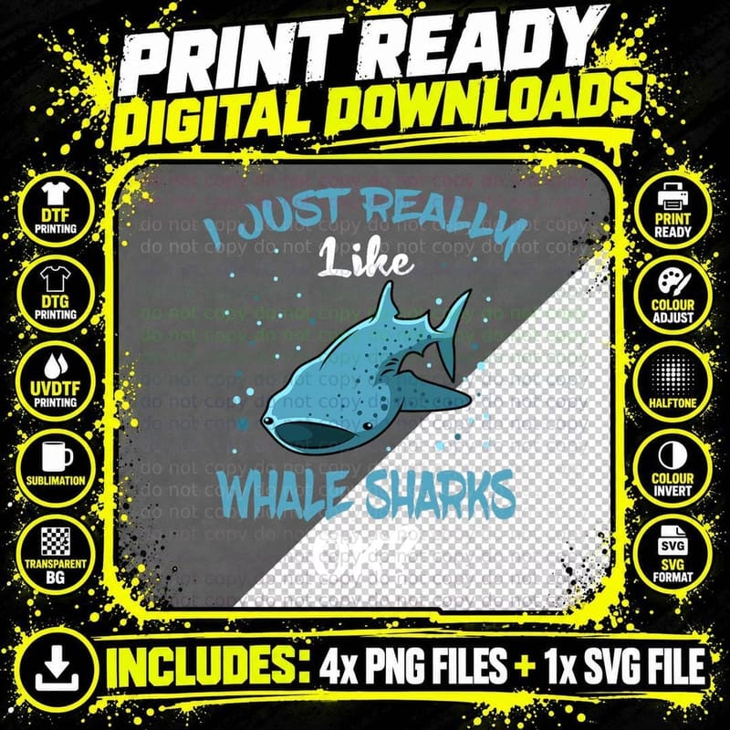 Whale Shark Lover Giant Fish Largest Sea Animal T-Shirt Png SVG Digital Bundle