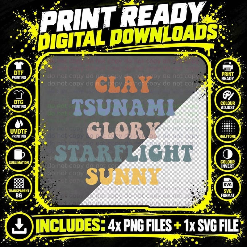 Wings of Fire Clay Tsunami Glory Starflight Sunny Dragon Png SVG Digital Bundle