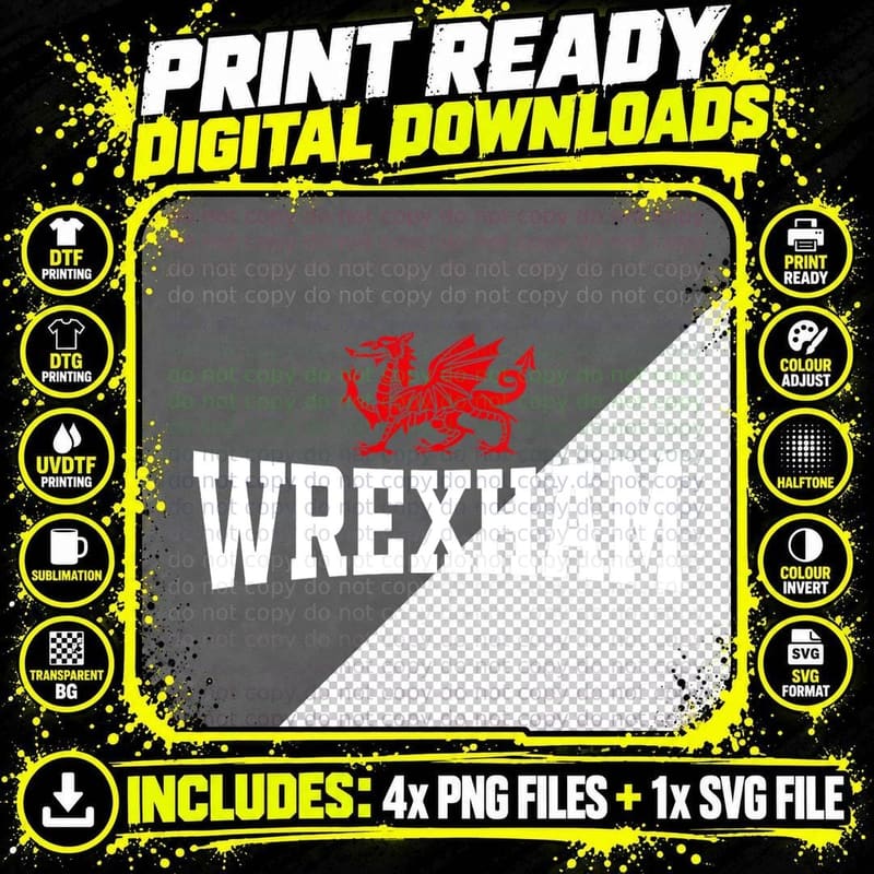 Wrexham Wales Red Dragon T-Shirt, Wrecsam Welsh Lover Tee Png SVG Digital Bundle