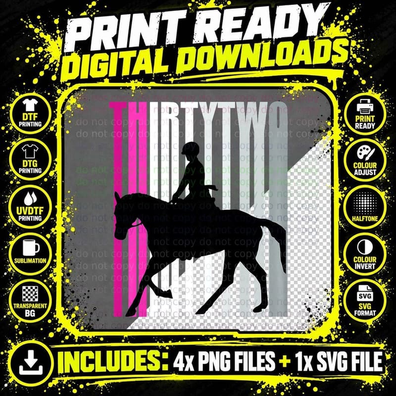 32nd Horse Riding Birthday Rides Horses Equine Png SVG Digital Bundle