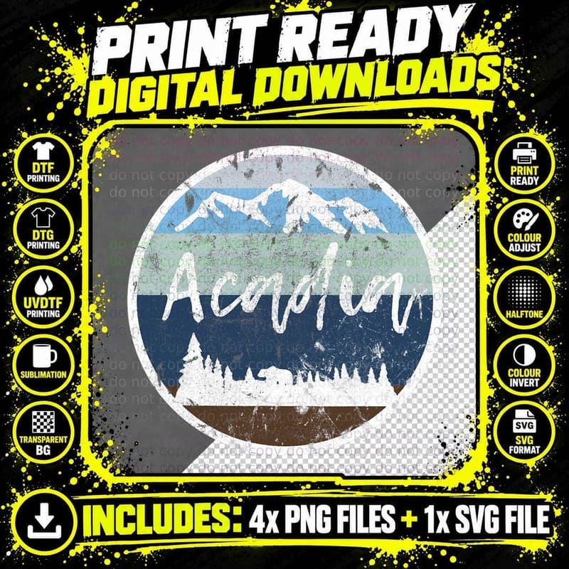 Acadia National Park Maine Mountains Forest Bear Nature Png SVG Digital Bundle