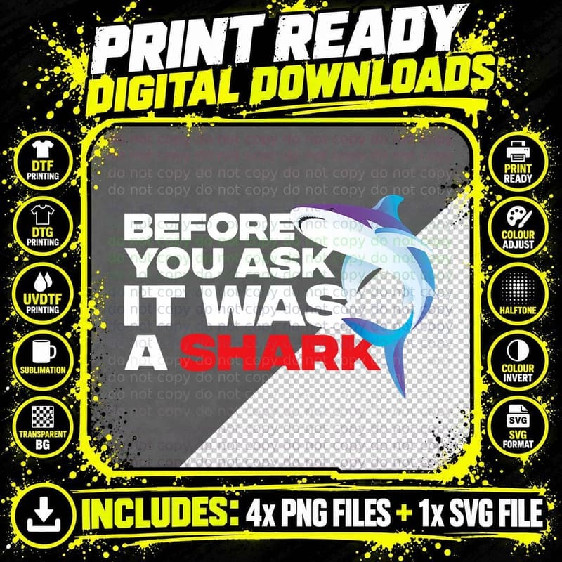 Before You Ask It Was a Shark Funny Leg Amputation Humor Png SVG Digital Bundle