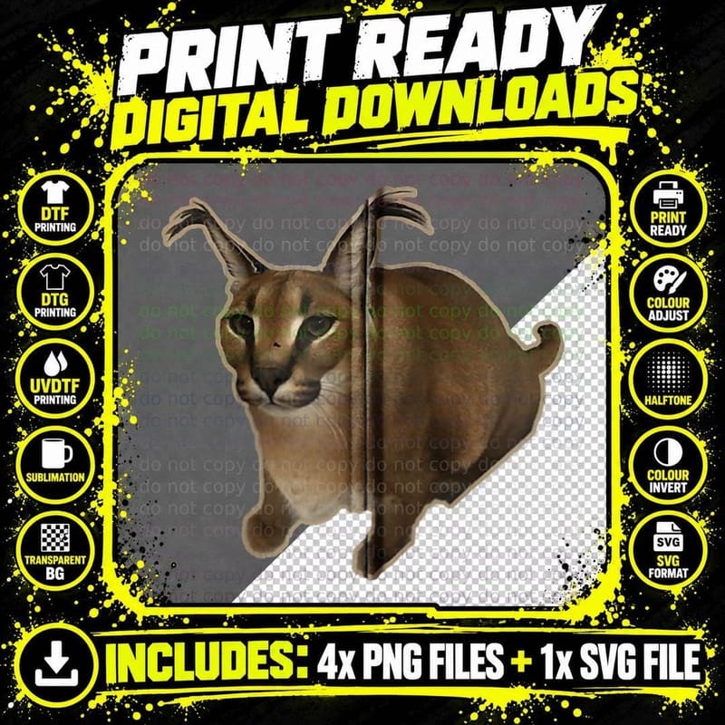 Big Floppa Meme Cat Zip Hoodie, Pet Owner Png SVG Digital Bundle