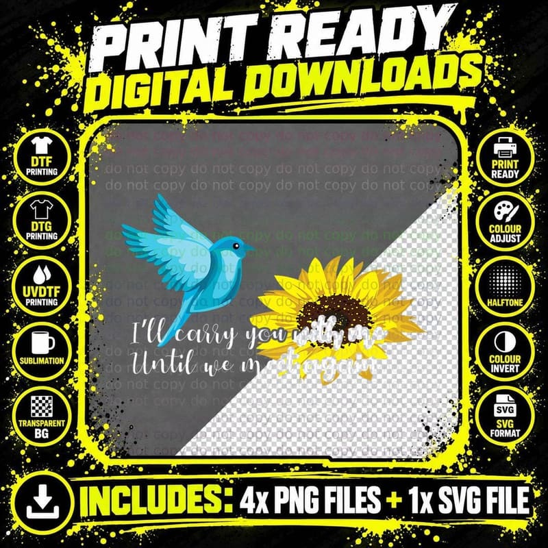 Bird Sunflower Nature Lover or Spiritual Person T-Shirt Png SVG Digital Bundle