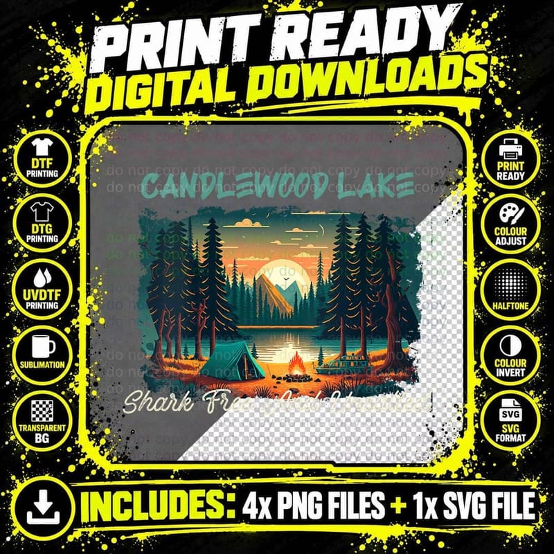 Candlewood Lake Shark Free and Unsalted Funny Nature Png SVG Digital Bundle