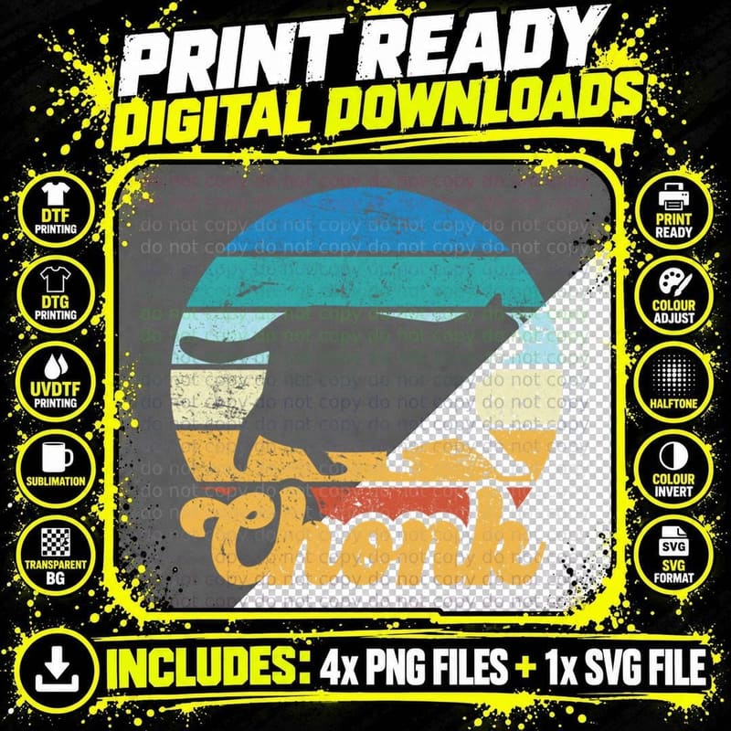 Chonk Cat Vintage Chonky Cat Scale Meme Funny Chonk Png SVG Digital Bundle