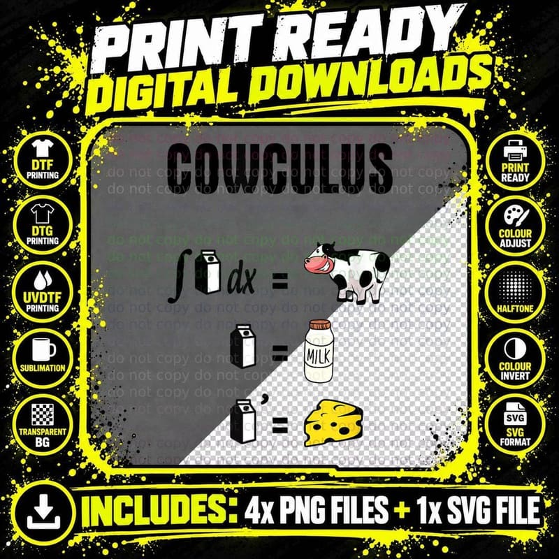 Cowculus Math Cowculus Milk Cheese Funny Cow Gift T-Shirt Png SVG Digital Bundle