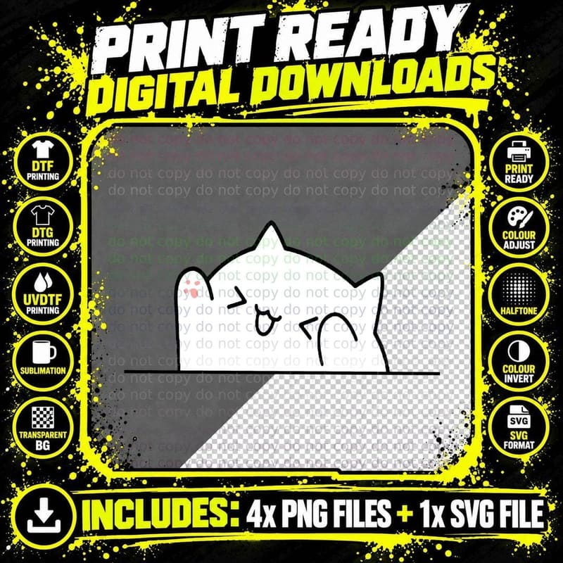 Cute Funny Cheering Bongo Cat Meme Hoodie Png SVG Digital Bundle