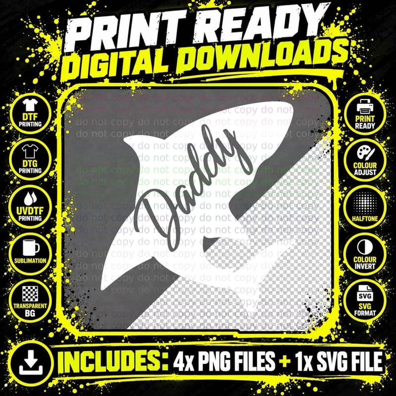 Daddy Shark T-Shirt Matching Family Shirts Shark T-Shirt Png SVG Digital Bundle
