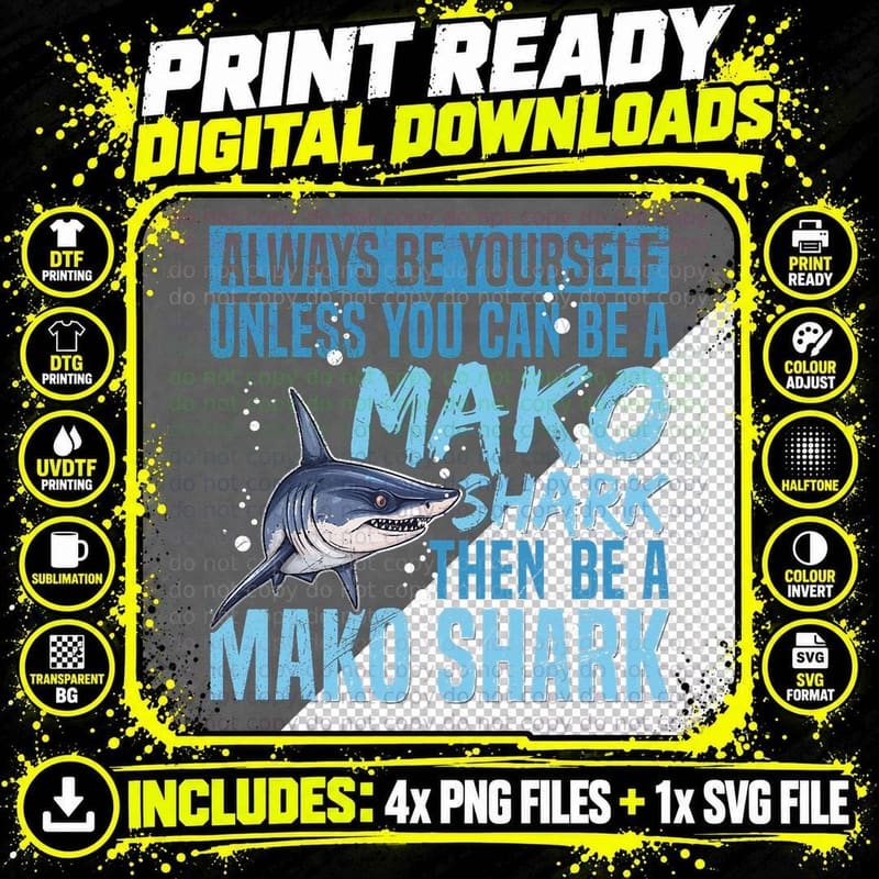 Diving with Mako Sharks Quote for a Mako Shark Expert Png SVG Digital Bundle