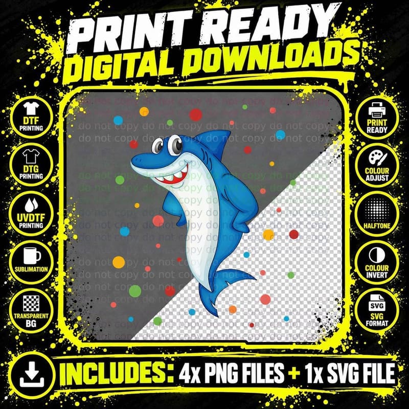 Dot Day Shirt Polka Dots Shark Kids Boys Girls Youths Png SVG Digital Bundle