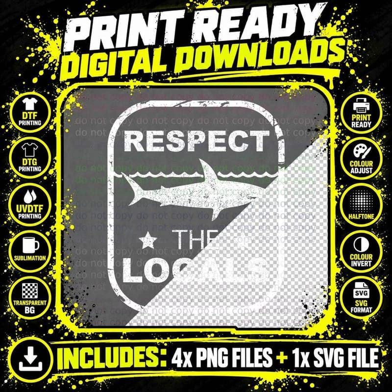FANNY Respect the Locals Design for Shark Lovers. T-Shirt Png SVG Digital Bundle