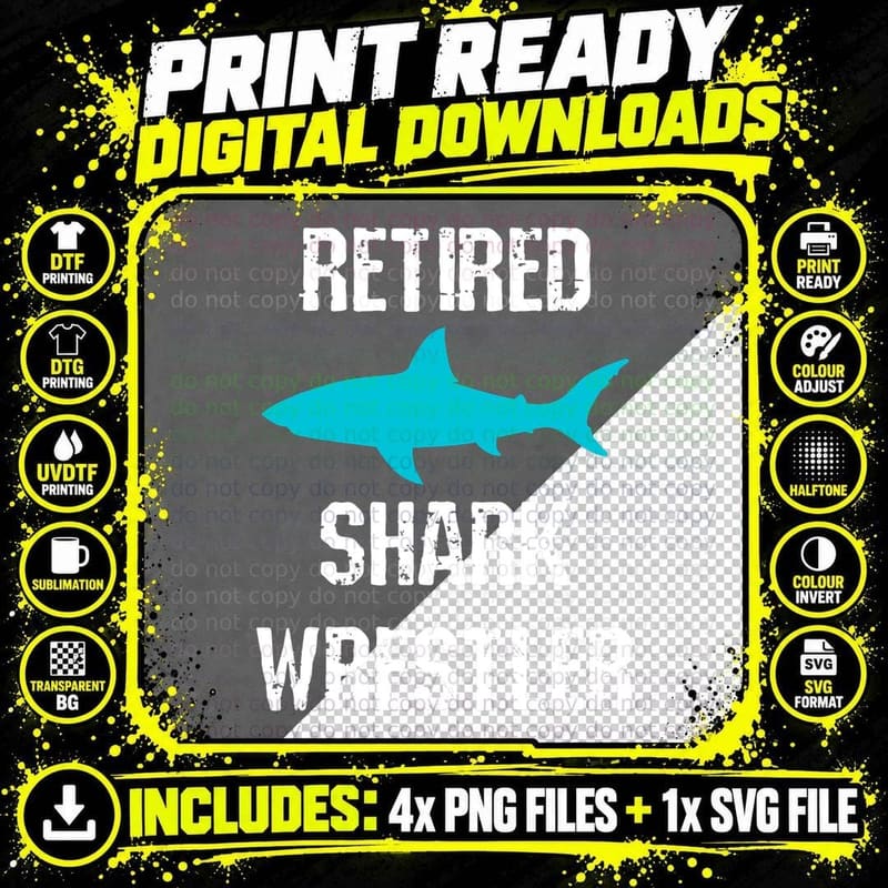 Funny Amputee Leg Arm Amputation Retired Shark Wrestler Png SVG Digital Bundle