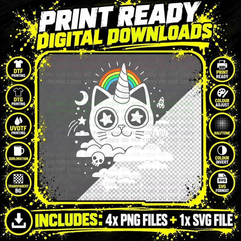 Funny Caticorn Shirt Cat Unicorn Girls Women Kittycorn Png SVG Digital Bundle